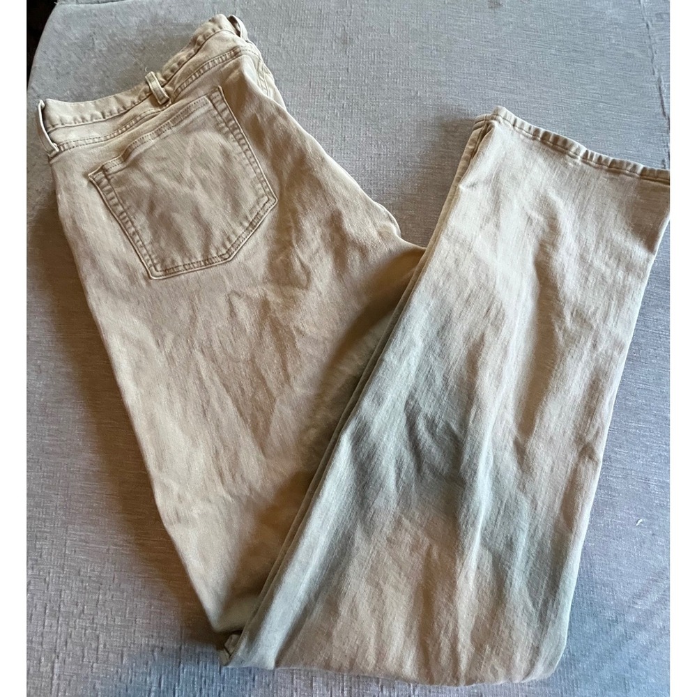 Cremieux Premium Denim Mens 42x36 Relaxed Straight Leg Tan Khaki Jeans Stretch